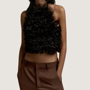 Zara Tulle Knit Halter Top *NWT*